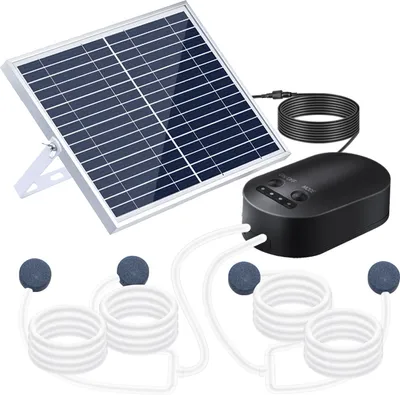 Obrázek produktu pro 10W solární kyslíkové čerpadlo s držákem vzduchového kamene akvarijní okysličovač 3 nastavitelné režimy akvarijní kyslíkový provzdušňovač pro zahradní jezírka čerpadla