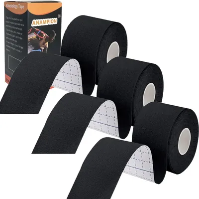Imagen del producto de Cinta kinesiológica elástica, 3 rollos de 5 m x 5 cm, resistente al agua, transpirable, sin látex, cinta para deportes
