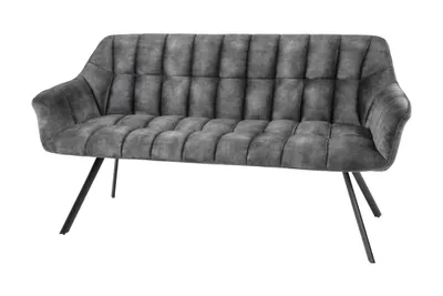 Produktbild von riess-ambiente Esszimmer Sitzbank PAPILLON 165cm grau Samt mit Rückenlehne schwarzes Metallgestell Dekobank Polsterbank