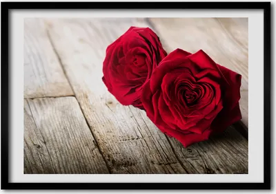 Produktbild von Bild - Bilder - Bilderrahmen - 70 cm x 50 cm - MDF-Rahmen, Wandkunst Rosen auf Holz