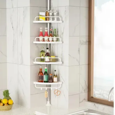 Produktbild von Teleskop Duschregal, verstellbares Eckregal für die Dusche mit 4 Ablagen, 95-250 cm