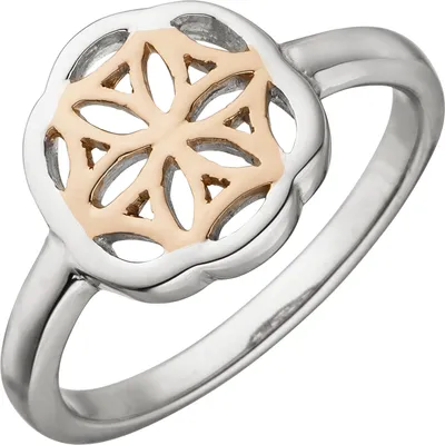 Produktbild von Gr. 56 Damen Ring 925 Sterling Silber bicolor vergoldet