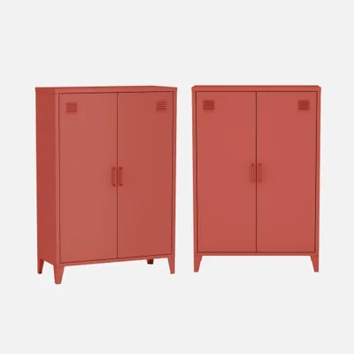 Produktbild von sweeek - 2er-Set Kommoden/Schränke aus Metall mit 2 Türen - Terracotta