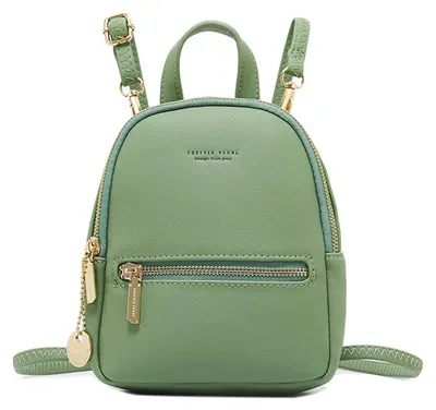 Produktbild von Damen Rucksack Klein Umhängetasche Schulrucksack Handtasche Daypack Grün Kunstleder