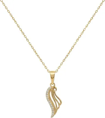 Produktbild von 375 Echtgold Halskette Damen Engelsflügel Anhänger mit Zirkonia