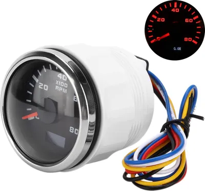 Zdjęcie produktu dla obrotomierz wskazówkowy morski 52 mm z czerwonym podświetleniem, uniwersalny do motocykli, samochodów ciężarowych, łodzi, silników benzynowych 9?32V