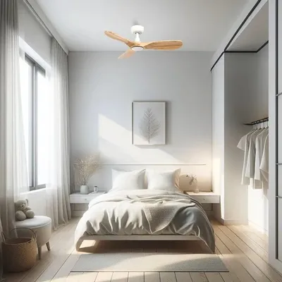 Produktbild von ROWIND Deckenventilator weiß/Eiche ohne Licht Ø90