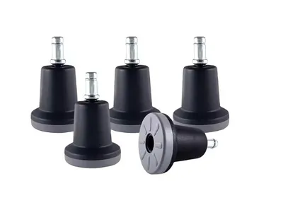 Produktbild von 5x Fußgleiter 10mm Stift Hartbodenrollen Fußgleiterset für Bürostuhl Hartböden und Teppich Farbe: schwarz- grau