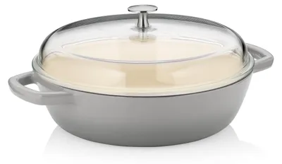 Emaille-Gusseisen-Bräter 28 cm, 3,8 l, grau, inkl. Deckel