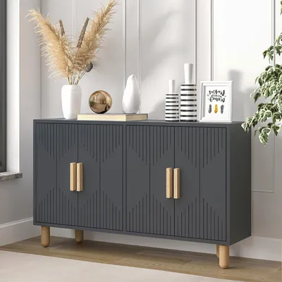 Image de Colzano - Buffet, 120x30x74h cm Noir Anthracite, 2 Étagères