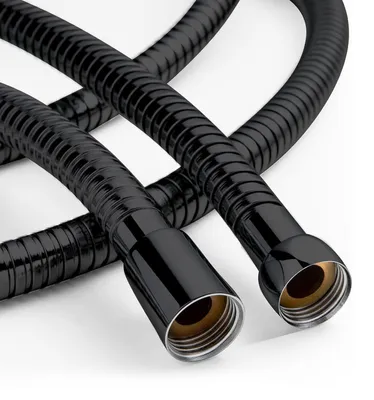 Productafbeelding van Doucheslang zwart, 1,6 meter, met antiverdraaiingsbescherming, 11 mm boordiameter, roestvrij staal, lekvrij, knikbestendig