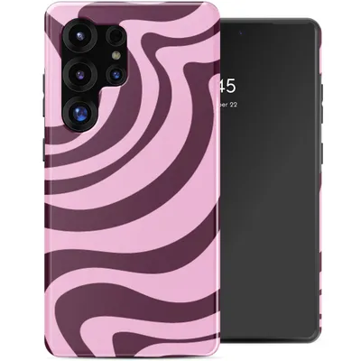 Produktbild von Selencia Vivid Backcover mit MagSafe für das Samsung Galaxy S25 Ultra – Wavy Swirl Pink Plum