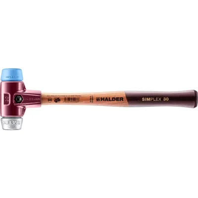Produktbild von HALDER SIMPLEX Schonhammer Ø 30 mm TPE-soft blau / Weichmetall mit Tempergussgehäuse