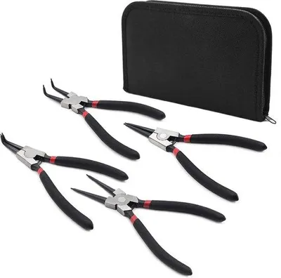 Immagine prodotto di Set di utensili manuali con pinza di precisione - 4 pezzi - per la rimozione e il fissaggio di viti