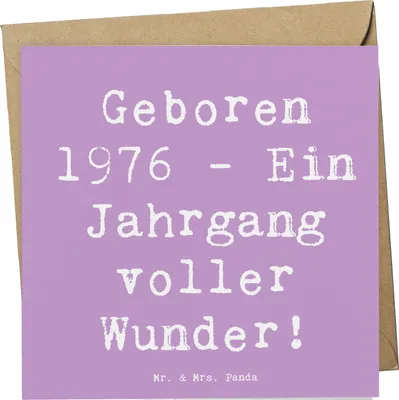 Produktbild von Mr. & Mrs. Panda Klappkarte Spruch 1976 Geburtstag - Lavendeltraum - Geschenk, Geburtstagsgeschenk, Glückwunsch, Jahrgang, Happy Birthday, anlasskarte, Grußkarte, Geboren