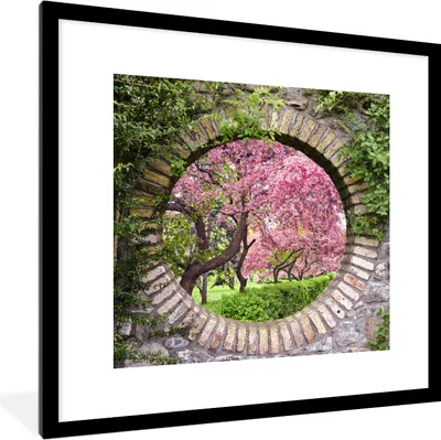 Produktbild von MuchoWow® Gerahmtes Poster Transparent - Sakura - Blüte - Japanisch 40x40 cm - Poster mit Schwarzem Bilderrahmen Wandposter Rahmen Foto Bilder - Poster - Plakat im Rahmen