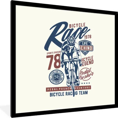 Produktbild von MuchoWow® MuchoWow® Gerahmtes Poster Radsport - Retro - Fahrrad 40x40 cm - Poster mit zchwarzem Bilderrahmen - Mit Rahmen - Wanddekoration Schlafzimmer