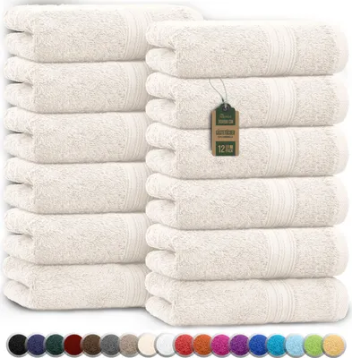 Produktbild von Frottier Gästetücher 12er Pack 30x50cm, 100% Baumwolle, Naturweiß