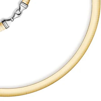 Produktbild von 8mm Halsreif Wendeomegareif Collier flach 750 Gold Gelbgold & Weißgold 45cm Damen