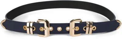 Produktbild von styleBREAKER Damen Gürtel mit doppelter goldener Schnalle und Lochnieten, B-Low Belt, Taillengürtel, kürzbar 03010121