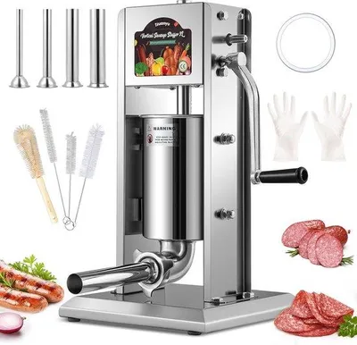 Produktbild von Wurstfüller 3L manuell mit 4 Füllrohren - Edelstahl Wurstmaschine für Zuhause