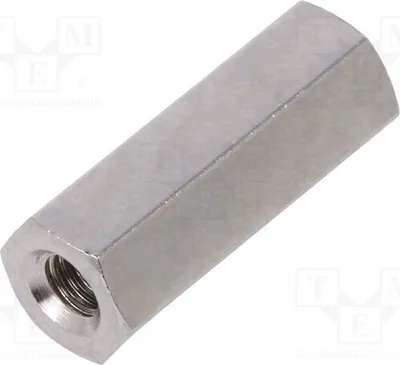 Obrázok produktu pre 10 kusov distančných objímok s vnútorným závitom 15 mm: M3, šesťhranné, mosadzné, rozmery 114 x 15 mm