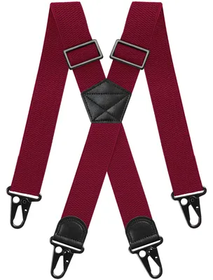 Produktbild von Gucass Hosenträger Herren X-Form 3,8 cm Breit, Extra Starke, Elastisch, Verstellbar, mit Metall Anti-Rutsch-Schnalle, Einheitsgröße Hosenträger für Herren und Damen – Tiefrot