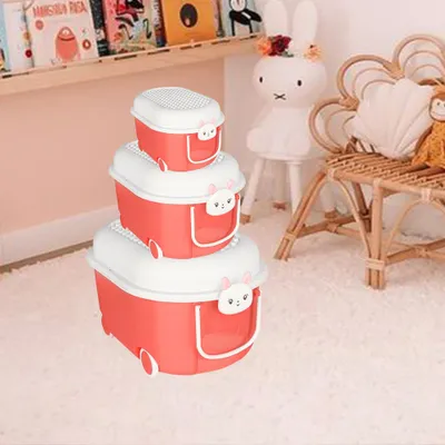 Produktbild von Creliv Spielzeugtruhe Spielzeug Entdecker Rosa - Spielzeug Aufbewahrungsboxen Set ( 3 Stk) für Garderobe