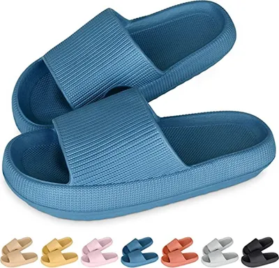 Produktbild von ASKSA Cozislides Original Slippers Herren Damen Hausschuhe Bequeme Rutschfest Ultraleicht Zuhause Badeschuhe Badeschlappen, Blau, Größe: 40-41