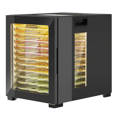 Produktbild von Dörrautomat Dörrgerät, 850 W, 40-70°C Temperaturregler, 48 Std. Timer, 12 Einlegefächer Edelstahl Schwarz