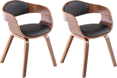 Produktbild von 2er Set Stühle HLO-CP61 Kunstleder  walnuss/schwarz