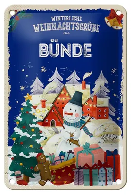 Produktbild von Blechschild Weihnachtsgrüße BÜNDE Geschenk Fest Dekoration  12x18cm