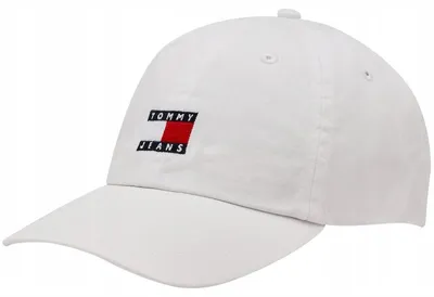Zdjęcie produktu dla Czapka z daszkiem damska Tommy Jeans AW0AW15848 YBH BIAŁA bejsbolówka logo
