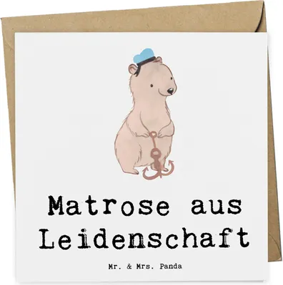 Produktbild von Mr. & Mrs. Panda Glückwunschkarte Matrose Leidenschaft - Weiß - Geschenk, Seeleute, doppelkarte, faltkarte, anlasskarte, Spruch, Seemann, Klappkarte, Witzig, Grußkarte