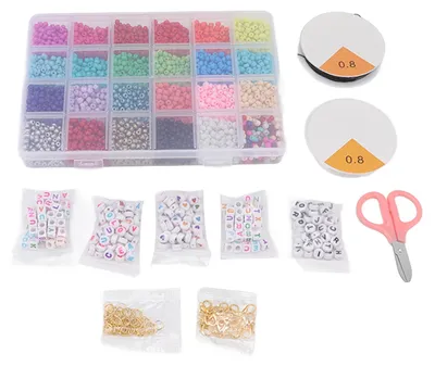 Produktbild von Fass-Buchstaben-Perlen-Set, Acryl-Schmuckherstellung, herzförmige Muster-Perlen für Armbänder, Halsketten, DIY