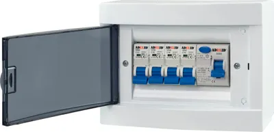 Produktbild von Sicherungskasten Leitungsschutzschalter Stromverteiler Komplett mit "C" LS Schalter FI-Schalter 6 Module