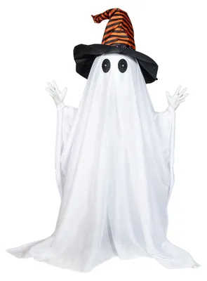 Produktbild von Halloween Geist Animatronic mit Hexenhut – Bewegliches Gespenst mit Licht & Sound 80cm – Kinderfreundliche Halloween Deko für Fasching Mottoparty & Spukhaus