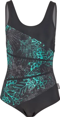 Produktbild von BECO the world of aquasports Badeanzug Mint Flowers mit formendem Mieder in schmeichelhaftem Design schwarz-türkis 54