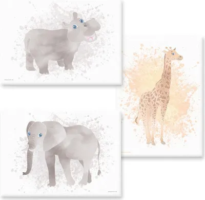 Produktbild von PRICARO Leinwand "Afrika Tiere", 20 x 30 cm, 3er Set