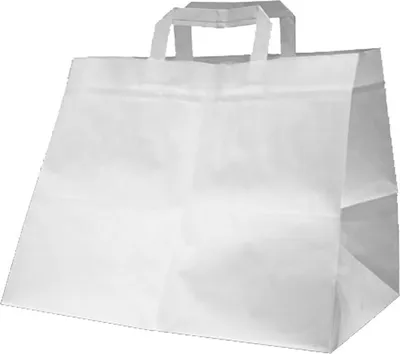 Produktbild von 250 Papiertragetaschen weiß 32 + 17 x 44 cm – Tortentragetaschen mit Innenhenkel