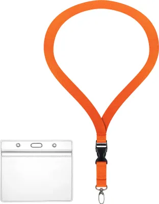 Produktbild von Ausweishülle ZIP Ausweis Halter wasserdicht komplett mit Lanyard ORANGE 2cm inkl Schlüsselband mit security clip Kartenhalter für 1-2 Ausweise Karten