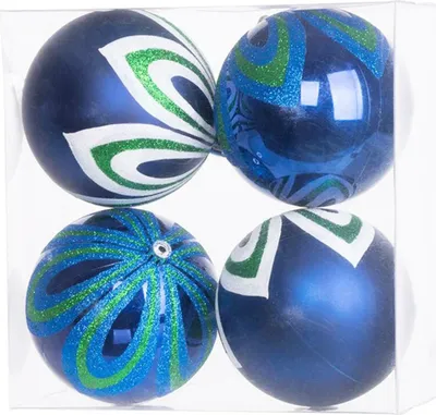 Produktbild von MAGICHOME WEIHNACHTSKUGELN, 4 Stück, blau, mit Dekoration, 10 cm