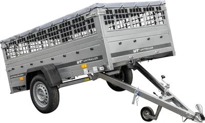 Zdjęcie produktu dla Przyczepka jednoosiowa 230x125 UNITRAILER GARDEN 230 KIPP z burtami siatkowymi, stelażem H-0 i pokrowcem szarym