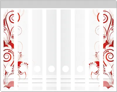 Produktbild von Wallario Ordnerrücken Sticker, selbstklebend für schmale Ordner, 8 Stück, Motiv Abstrakte rote Blumenschnörkel