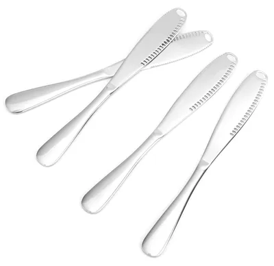 4er-Set Buttermesser, 3-in-1, Edelstahl, 21 cm, silber