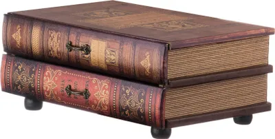 Produktbild von Rebecca Mobili drewniana szkatułka 2 szuflady drewno vintage brązowy