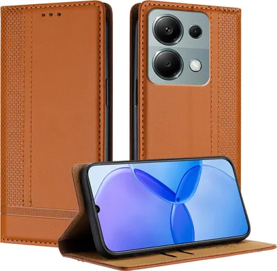 Obrázek produktu pro Pouzdro pro Xiaomi Redmi Note 13 Pro 4G kožené flipové pouzdro s funkcí stojánku Hnědý