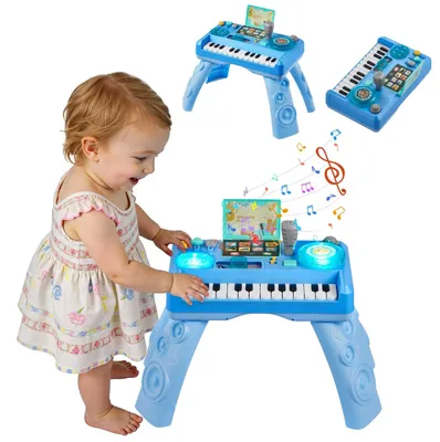 Immagine prodotto di Tavolo attività VEVOR, tavolo musicale con 133 fonti sonore, funzione di registrazione e giradischi DJ LED, tavolo didattico per bambini, tavolo da gioco interattivo per compleanni, regalo per bambini dai 6 mesi in su