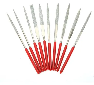 Productafbeelding van Diamantvijlstiftset, 10 stuks, 3x140mm, met titaniumcoating, voor modelleren en ontbramen