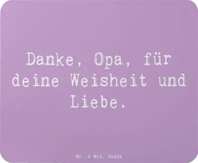 Produktbild von Mr. & Mrs. Panda Mauspad Spruch Opa Weisheit und Liebe - Lavendeltraum - Geschenk, Danke, Aufmerksamkeit, pc mausunterlage, Mousepad, Mouse Pad, bedingungslose, für